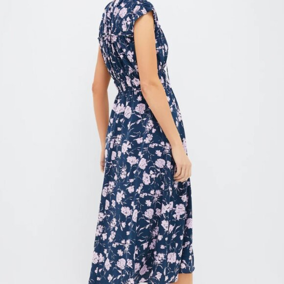 Tuckernuck Hyacinth House Navy & Blush Abstract Floral Amanda Midi Dress NWOT - Picture 2 of 6